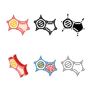 Pack molecular structure color icon vector isolated イラスト素材