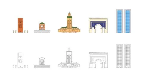 Pack of moroccan architecture Flat icons Stock Illustration