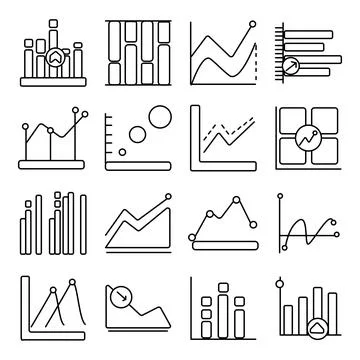 Pack of Mountain Graph linear  Icons Stock Illustration