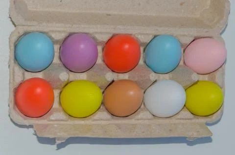 In pack of multi-colored Easter eggs Фото