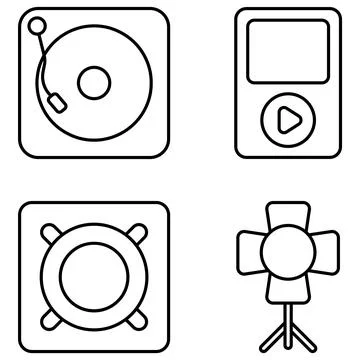 Pack of Music and Multimedia linear Icons Illustrazione stock