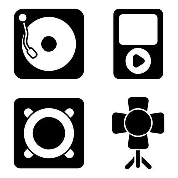Pack of Music and Multimedia solid Icons Stock-Illustration