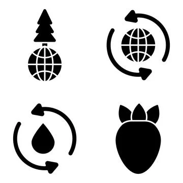 Pack of Nature and Gardening Solid Icons Stock Illustration