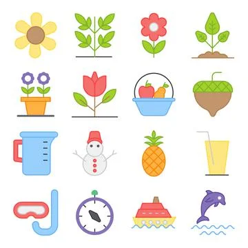 Pack of Nature Flat Icons Stock-Illustration
