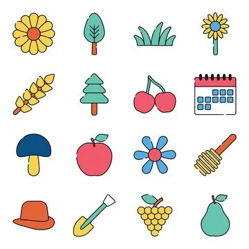 Pack of Nature Flat Icons Illustrazione stock