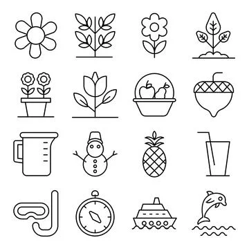 Pack of Nature Linear Icons Illustrazione stock
