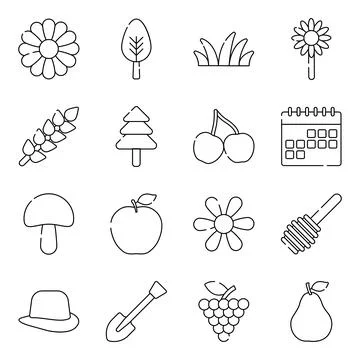 Pack of Nature Linear Icons Stock Illustration