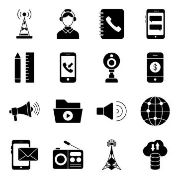 Pack of Network and Technology Solid Icons Stock-Illustration