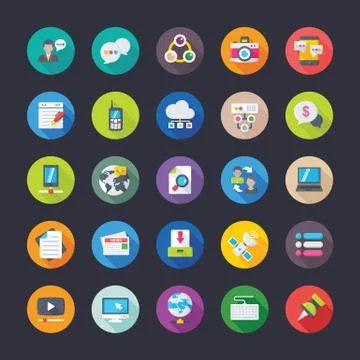 Pack Of Network Communications Flat Icons Stock Illustration