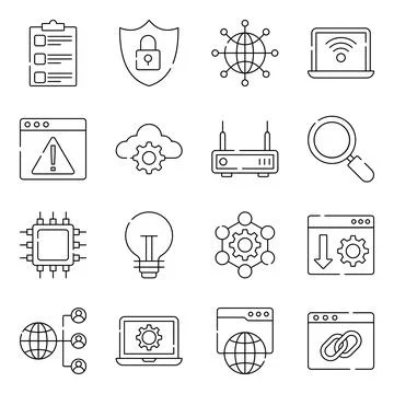 Pack of Networking and Communication Linear Icons Stock-Illustration