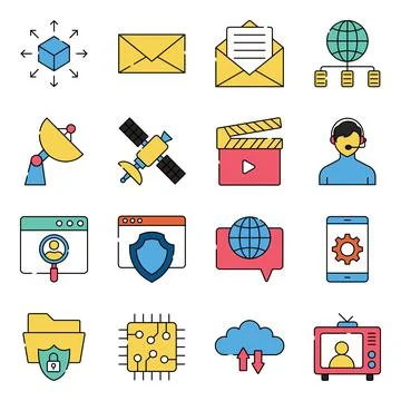 Pack of Networking Flat Icons Illustrazione stock