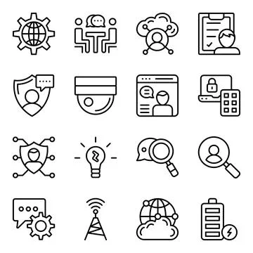 Pack of Networking Linear Icons Stock-Illustration