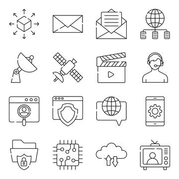Pack of Networking Linear Icons Stock Illustration