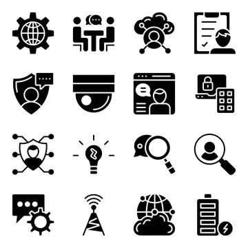 Pack of Networking Solid Icons Stock-Illustration