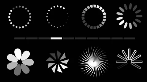 Pack of nine simple animated uploading icons Stock Footage 220096561