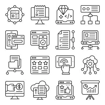 Pack of Online Website Linear Icons Stock Illustration