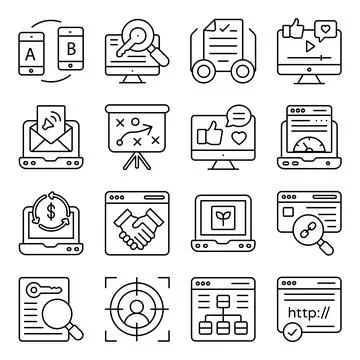 Pack of Online Website Linear Icons Stock Illustration