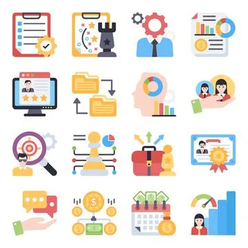 Pack of Operations Management Flat Icons Stock-Illustration