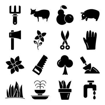 Pack of Organic Farming Solid Icons Stock-Illustration