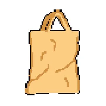 Pack paper lunch bag pixel art vector illustration Stock Illustration