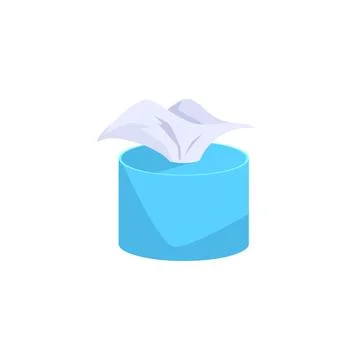 Pack of paper tissues or soft napkins in cylinder case, flat vector isolated. Illustrazione stock