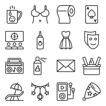 Pack of Party and Celebration Linear Icons Illustrazione stock