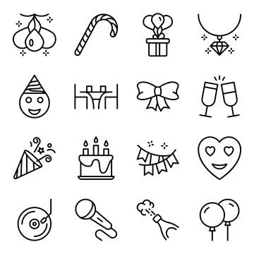 Pack of Party and Decoration Linear Icons Stock-Illustration