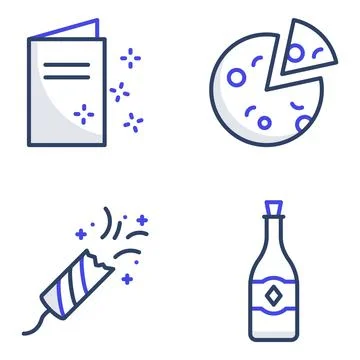 Pack of Party and Drink Flat Icons Illustrazione stock