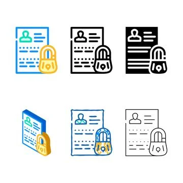 Pack personal data protection color icon vector Stock Illustration