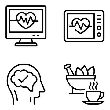 Pack of Pharmaceutical Linear Icons Stock Illustration