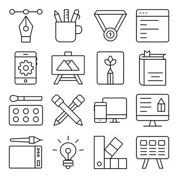 Pack of Photographic Tools Linear Icons Stock Illustration