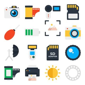 Pack of Photography Flat Icons Stock-Illustration