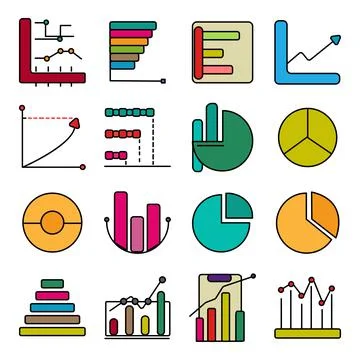 Pack of Pie Chart Flat Icons Stock-Illustration