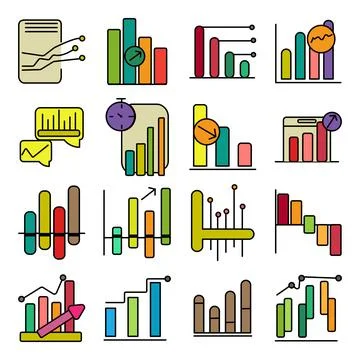 Pack of Pie Chart Flat Icons Illustrazione stock