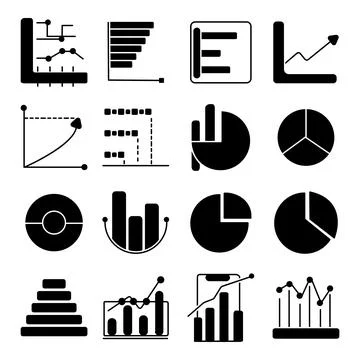 Pack of Pie Chart Glyph  Icons Stock Illustration