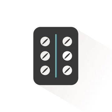 Pack of pills. Flat icon with beige shade. Pharmacy and medicine vector illus Stock Illustration