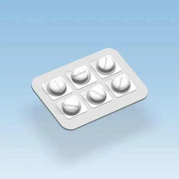 Pack of pills isolated vector 3d icon. medicine pill pack 3d illustration. 스톡 일러스트