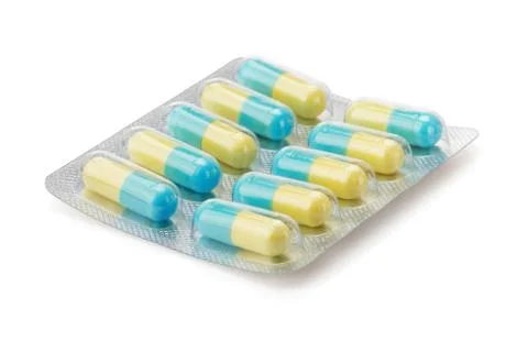 Pack of pills on white 스톡 사진