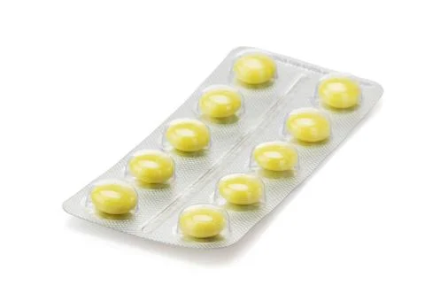 Pack of pills on white 스톡 사진