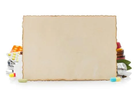Pack of pills on white Foto stock