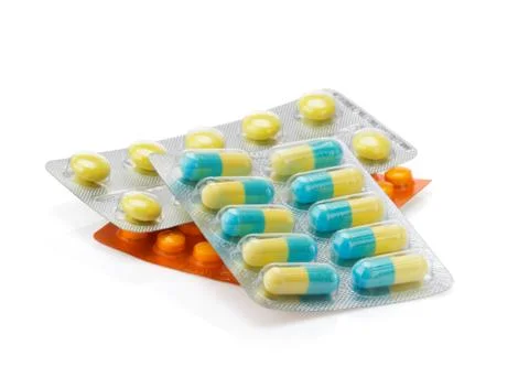 Pack of pills on white 写真素材