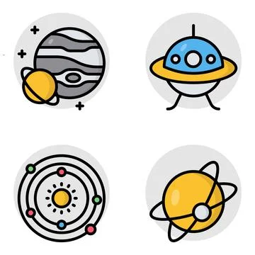 Pack of Planet Flat Icons Stock-Illustration