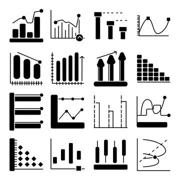 Pack of Polyline Chart Glyph  Icons Stock-Illustration