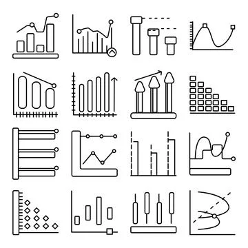 Pack of Polyline Chart linear  Icons Stock Illustration