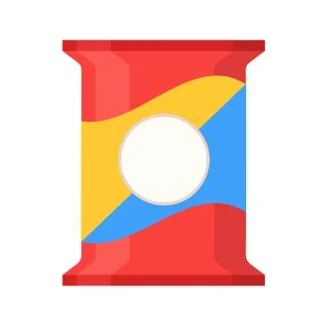 Pack of potato chips in cartoon flat style on white, stock vector illustratio Stock Illustration