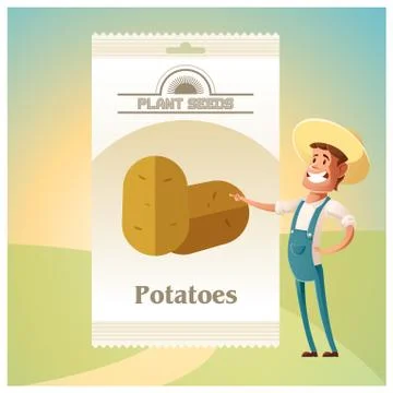 Pack of Potatoes seeds icon Stock Illustration