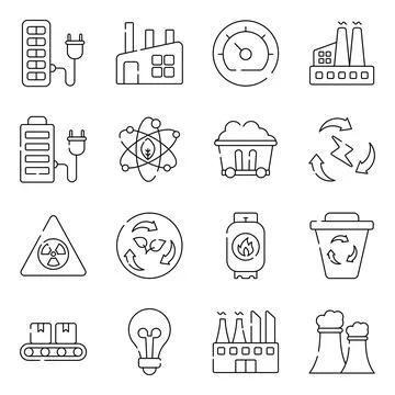 Pack of Power and Energy Linear Icons Stock Illustration