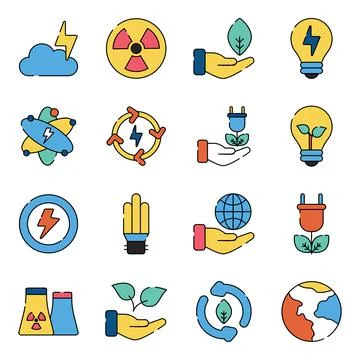 Pack of Power Flat Icons Illustrazione stock