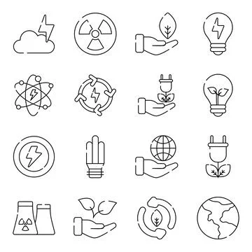 Pack of Power Linear Icons Stock Illustration