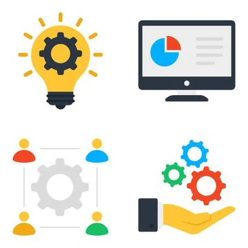 Pack of Project and Development Flat Icons Illustrazione stock